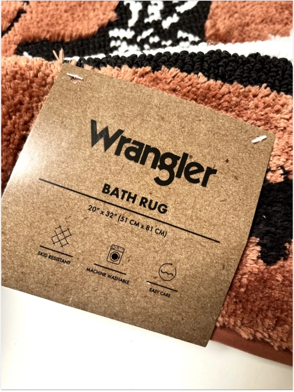 Wrangler Western Halloween Bath Rug 20x32 Cowboy Ghost Pumpkin Brown Washable